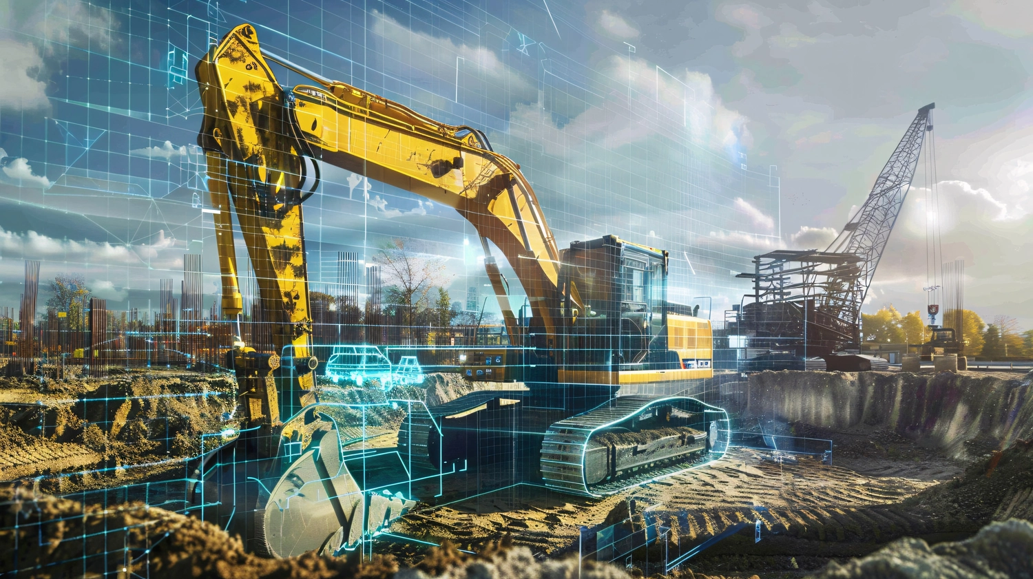 Gökhan – SteinauTech Data & Software Solutions GmbH – Dieses Bild ist eine digitale Darstellung, die das Konzept der Smart Construction-Technologie veranschaulicht.